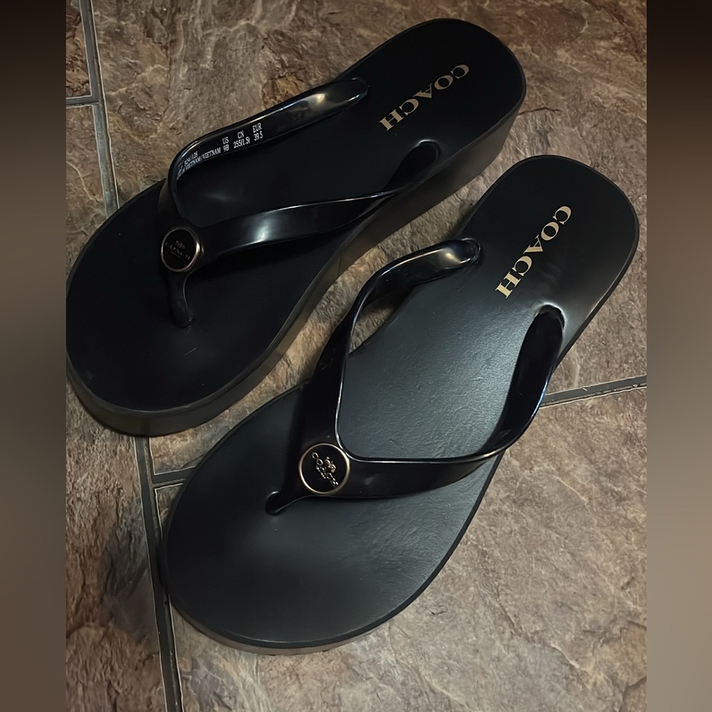 Coach Black Platform Sandals